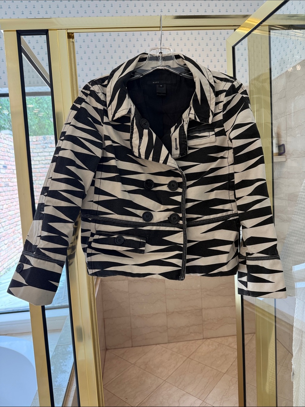 Marc Jacobs Black & White Geometric Pattern Women's Jacket
